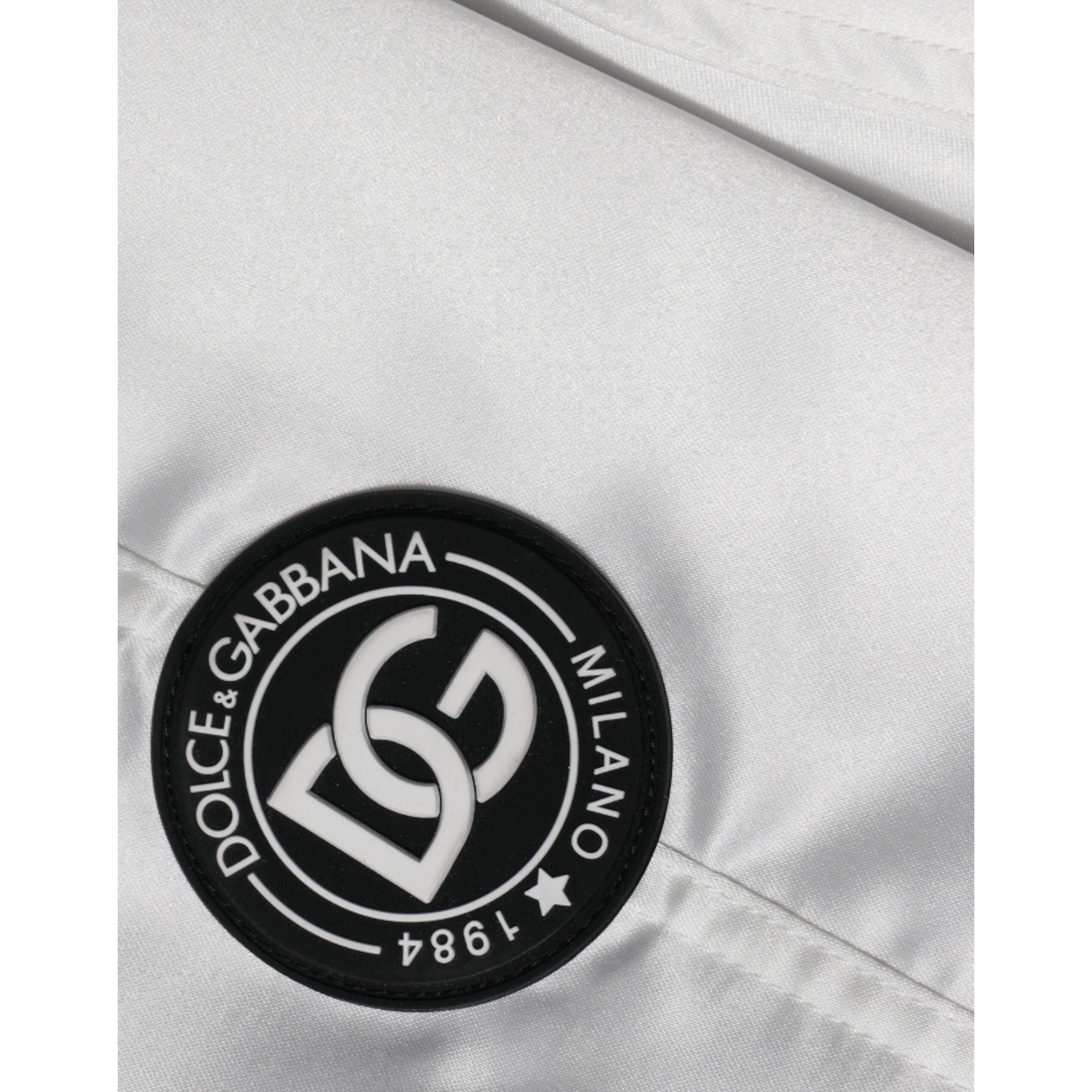 Dolce & Gabbana White Logo Full Zip Bomber Jacket