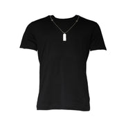 Dolce & Gabbana Black Cotton Necklace Embellished T-shirt