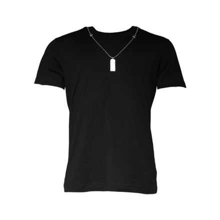 T-shirt Dolce & Gabbana nera in cotone con collana decorativa