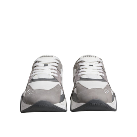 Baskets Versace Squalo basses en cuir gris et néoprène
