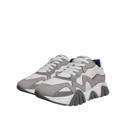 Versace Grey Leather Neoprene Chunky Low Top Squalo Sneakers Shoes