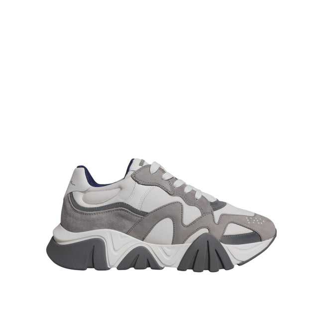 Versace Grey Leather Neoprene Chunky Low Top Squalo Sneakers Shoes