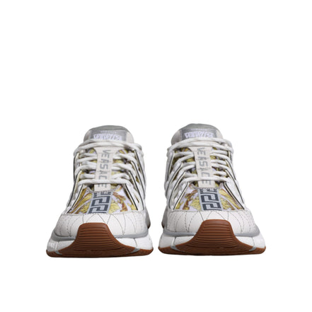 Versace White Trigreca Barocco Print Low Top Sneakers
