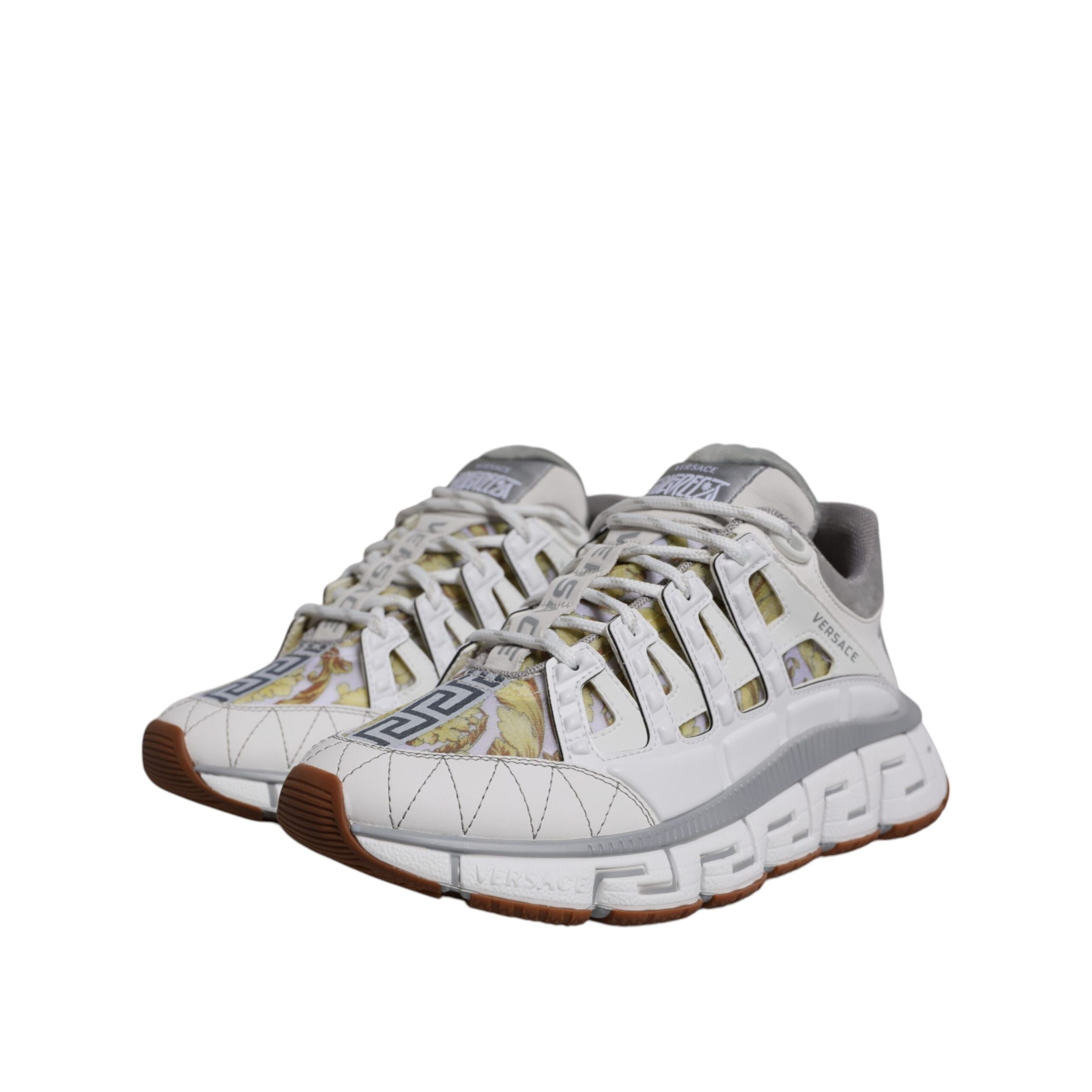 Versace White Trigreca Barocco Print Low Top Sneakers