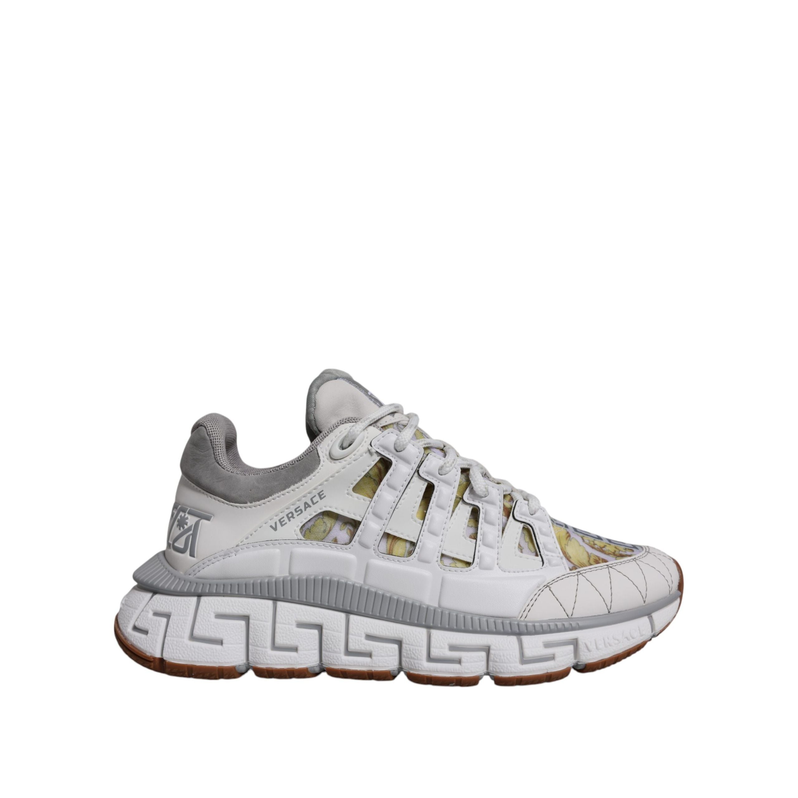 Versace White Trigreca Barocco Print Low Top Sneakers