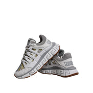 Versace White Trigreca Barocco Print Low Top Sneakers
