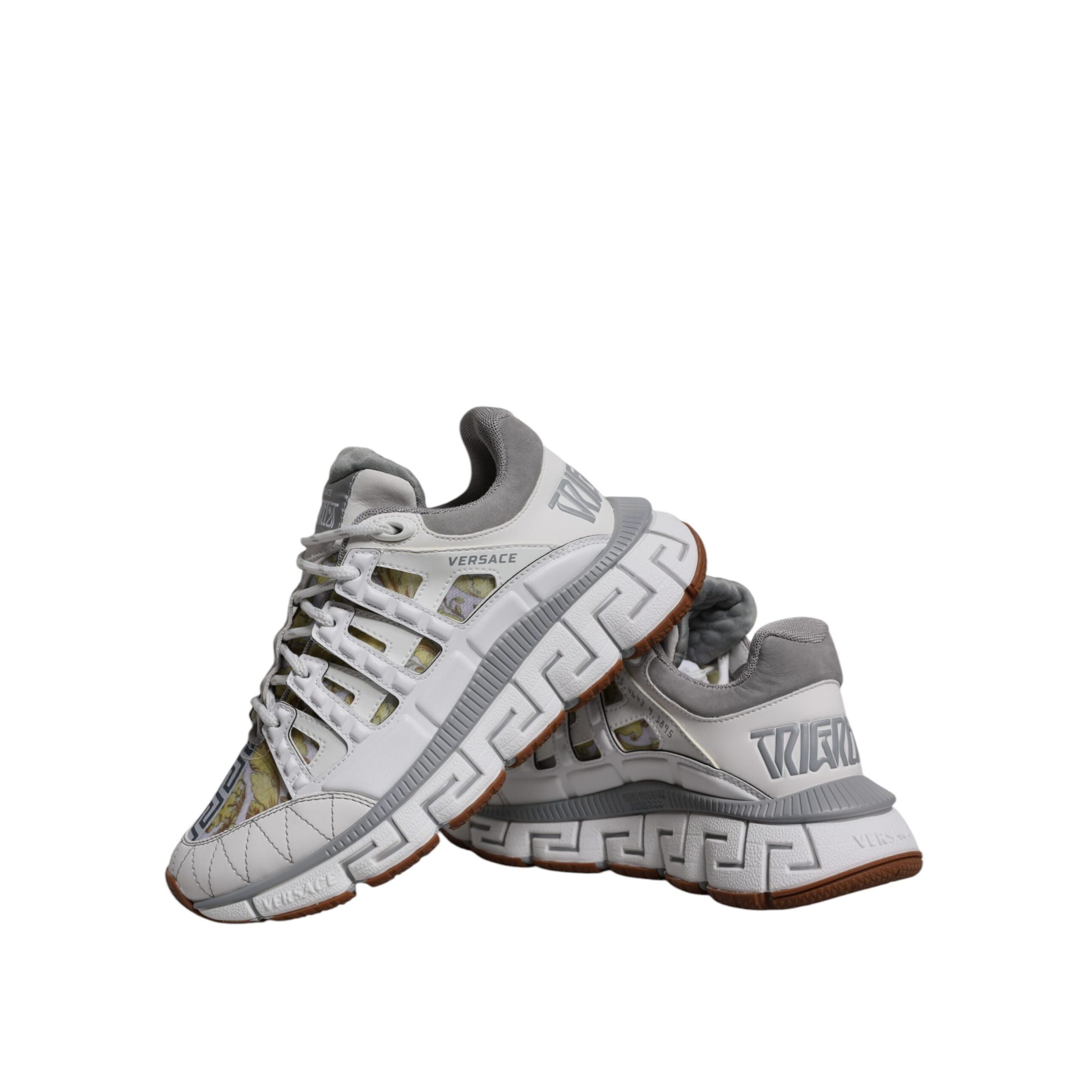 Versace White Trigreca Barocco Print Low Top Sneakers