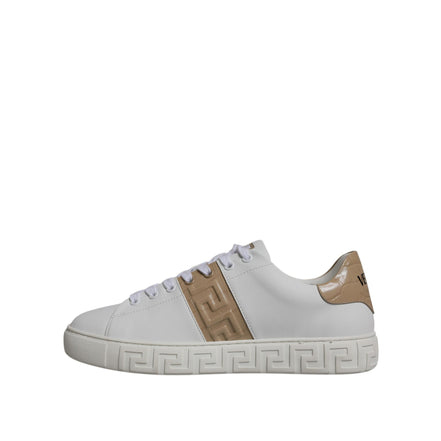 Versace White Brown Greca Print TPU Low Top Sneakers
