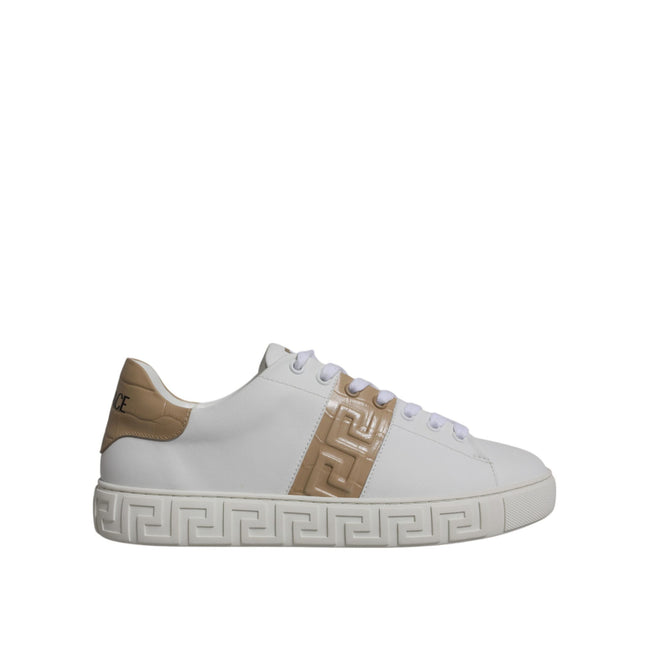 Versace White Brown Greca Print TPU Low Top Sneakers