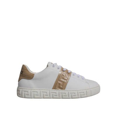 Versace White Brown Greca Print TPU Low Top Sneakers