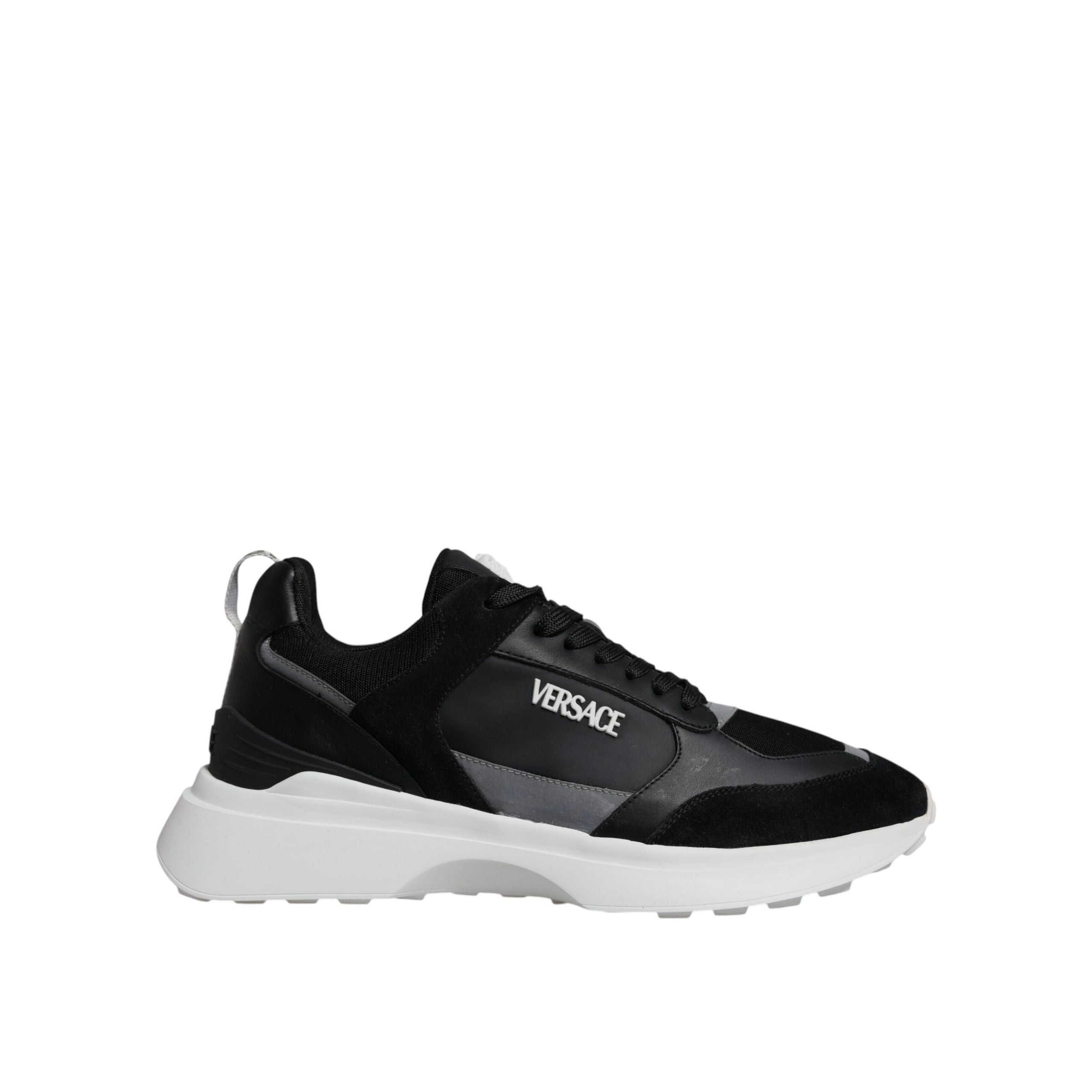 Versace Black Canvas Quad Fabric Medusa Low Top Sneaker Shoes