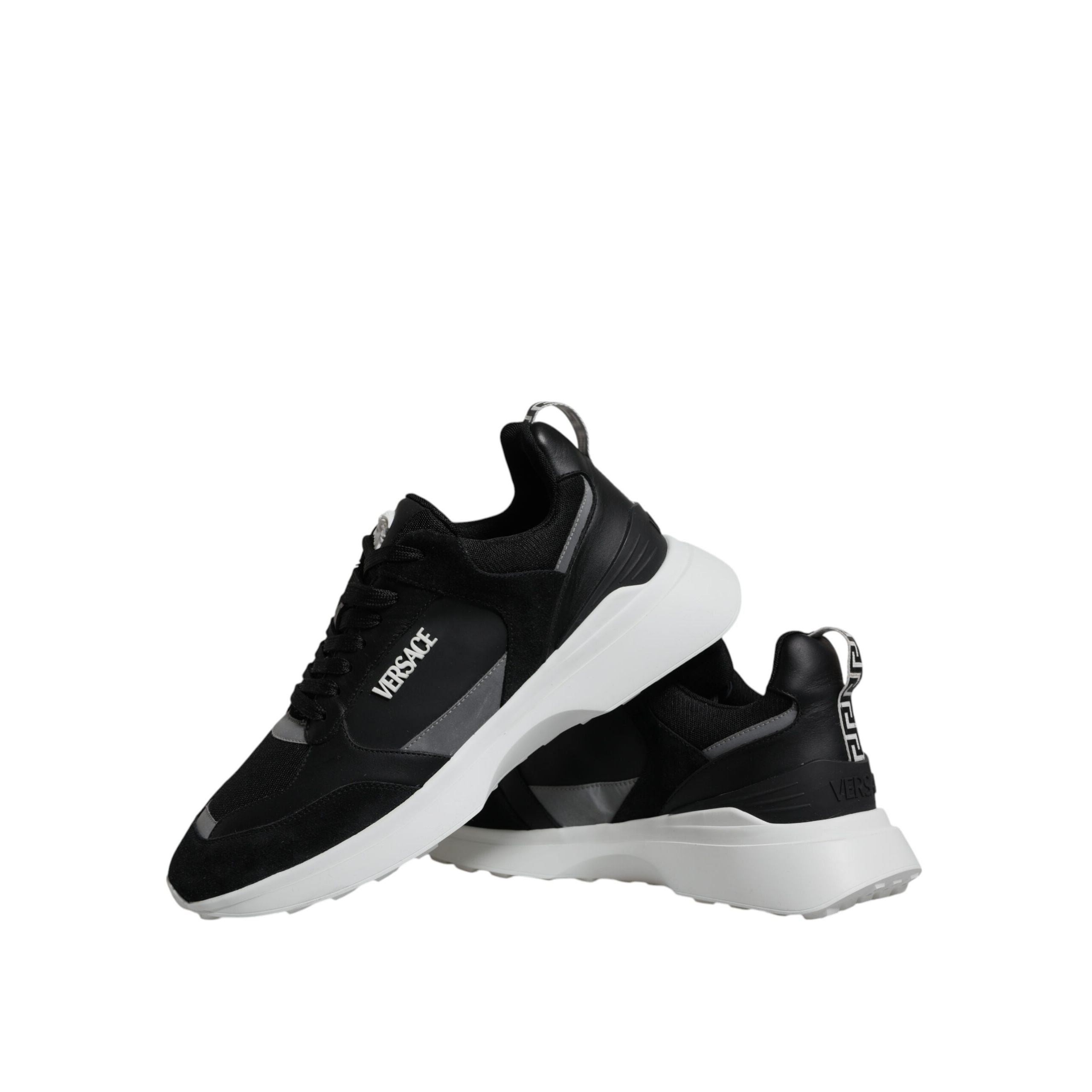 Versace Black Canvas Quad Fabric Medusa Low Top Sneaker Shoes