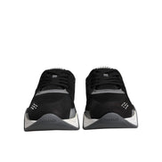 Versace Black Leather Neoprene Chunky Low Top Sneakers Squalo Shoes
