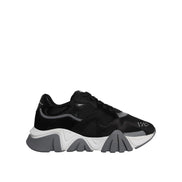 Versace Black Leather Neoprene Chunky Low Top Sneakers Squalo Shoes
