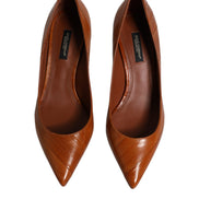 Dolce & Gabbana Brown Leather Kitten Heels Pumps Shoes