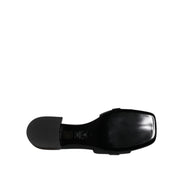Versace Ciabatte Basse In Pelle Nera Con Logo