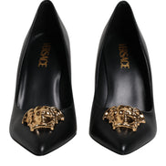 Versace Black Leather High Heel Pumps