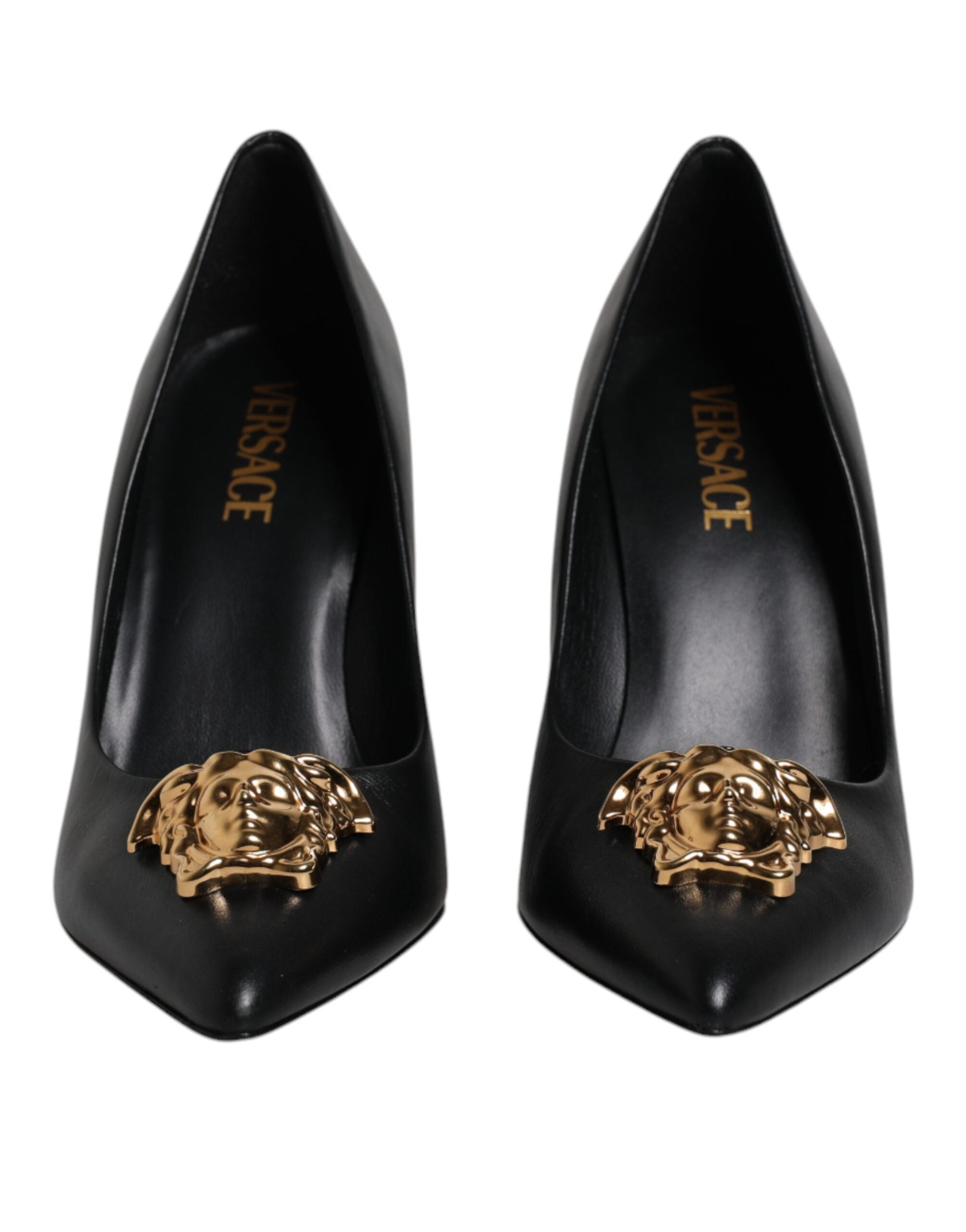 Versace Black Leather High Heel Pumps