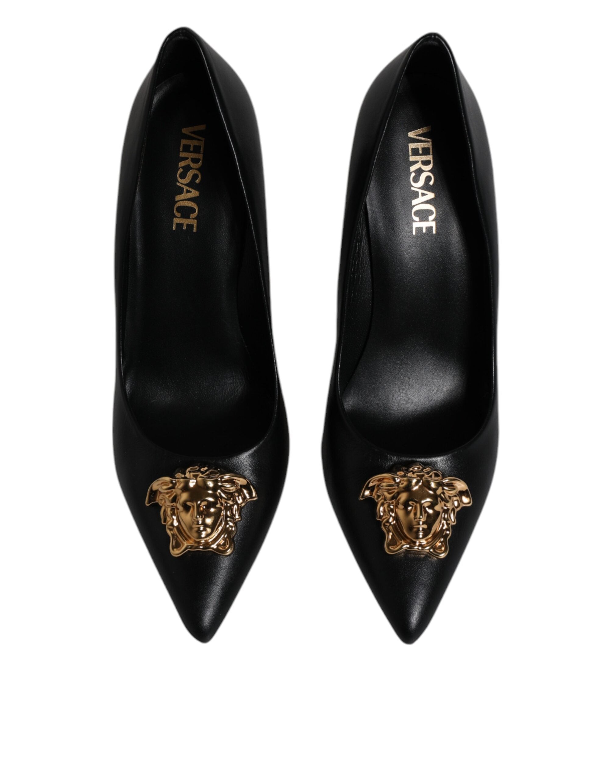 Versace Black Leather High Heel Pumps