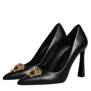Versace Black Leather High Heel Pumps