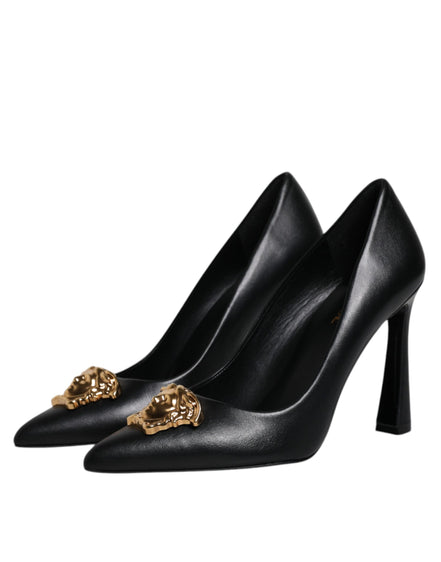 Versace Black Leather High Heel Pumps