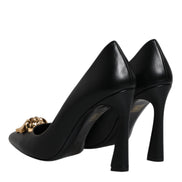 Versace Black Leather High Heel Pumps