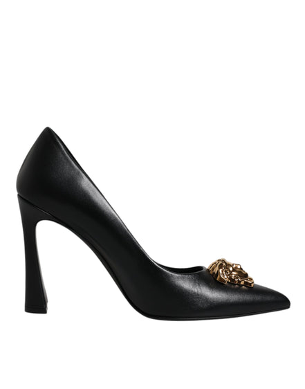 Versace Black Leather High Heel Pumps
