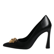 Versace Black Leather High Heel Pumps