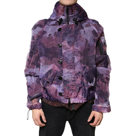 Giacca Blouson con Cappuccio da Uomo Dolce & Gabbana Mimetica Viola