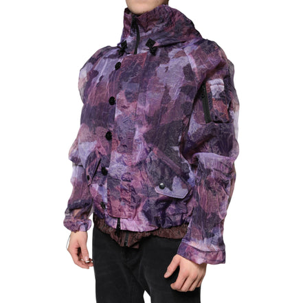 Giacca Blouson con Cappuccio da Uomo Dolce & Gabbana Mimetica Viola