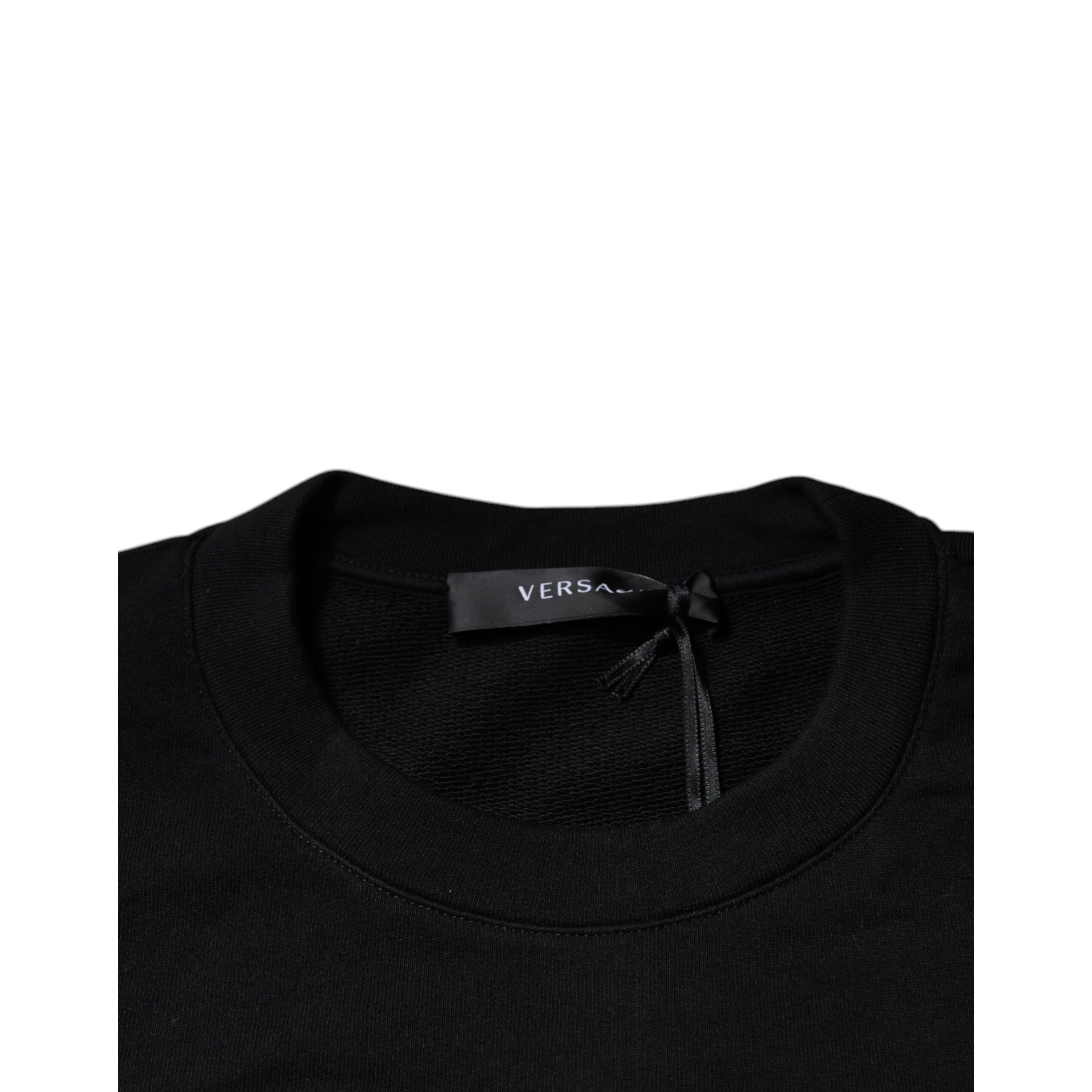Versace Black Medusa Embroidery Crew Neck Pullover Sweater