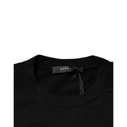 Versace Black Medusa Embroidery Crew Neck Pullover Sweater