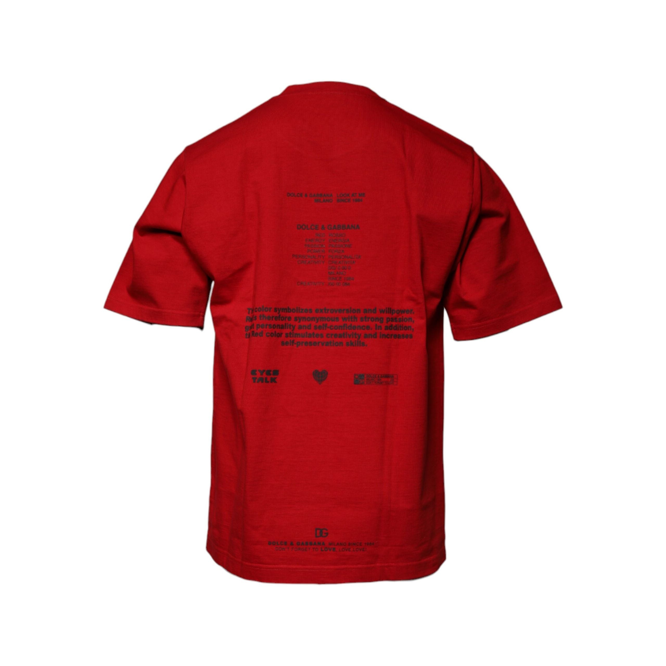 Dolce & Gabbana T-shirt Girocollo in Cotone con Occhio Rosso DG