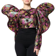 Giacca Cropped Dolce & Gabbana in Jacquard Floreale Multicolore