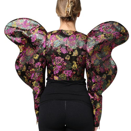 Giacca Cropped Dolce & Gabbana in Jacquard Floreale Multicolore