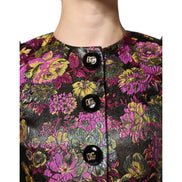 Giacca Cropped Dolce & Gabbana in Jacquard Floreale Multicolore