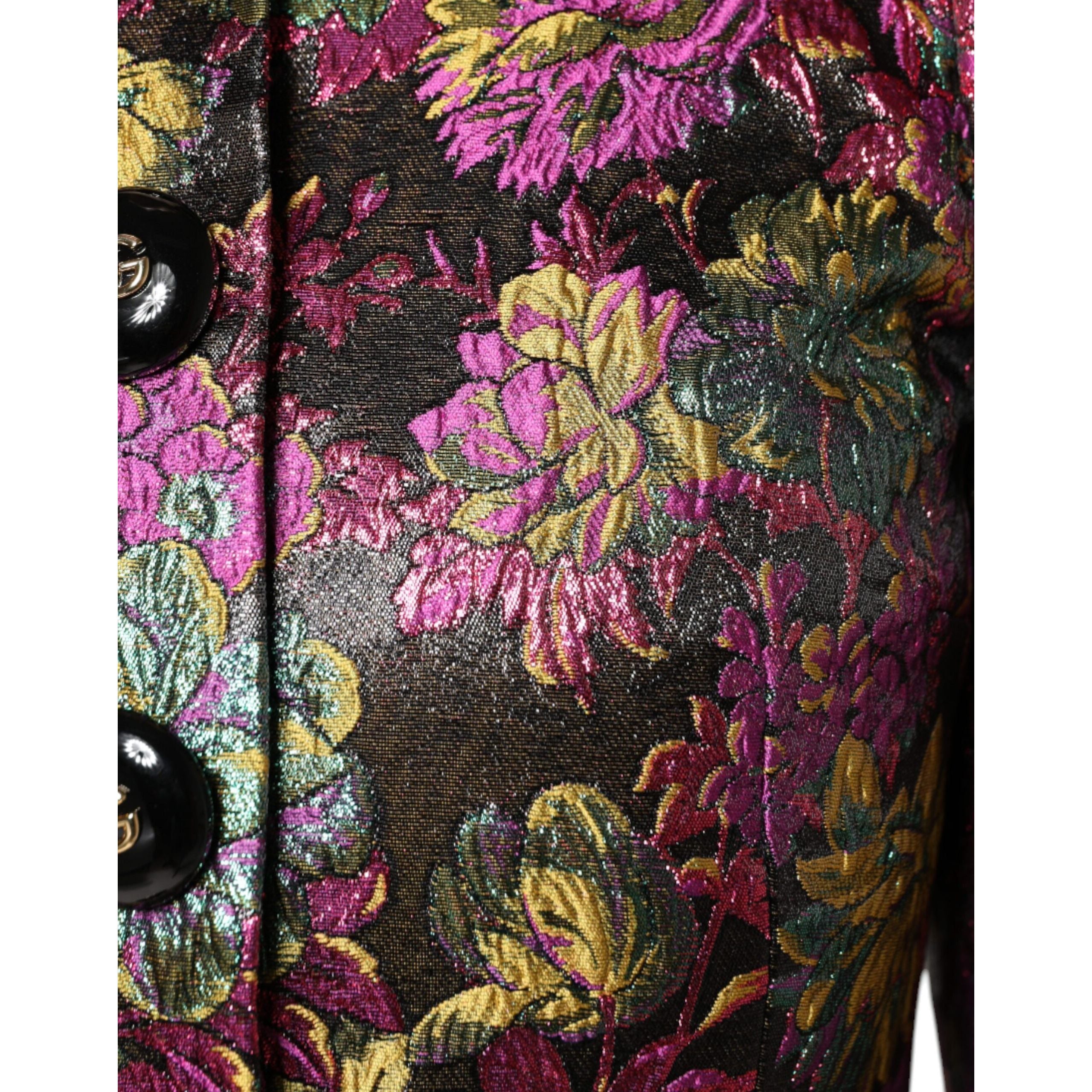 Giacca Cropped Dolce & Gabbana in Jacquard Floreale Multicolore