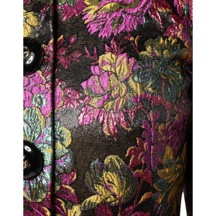Giacca Cropped Dolce & Gabbana in Jacquard Floreale Multicolore