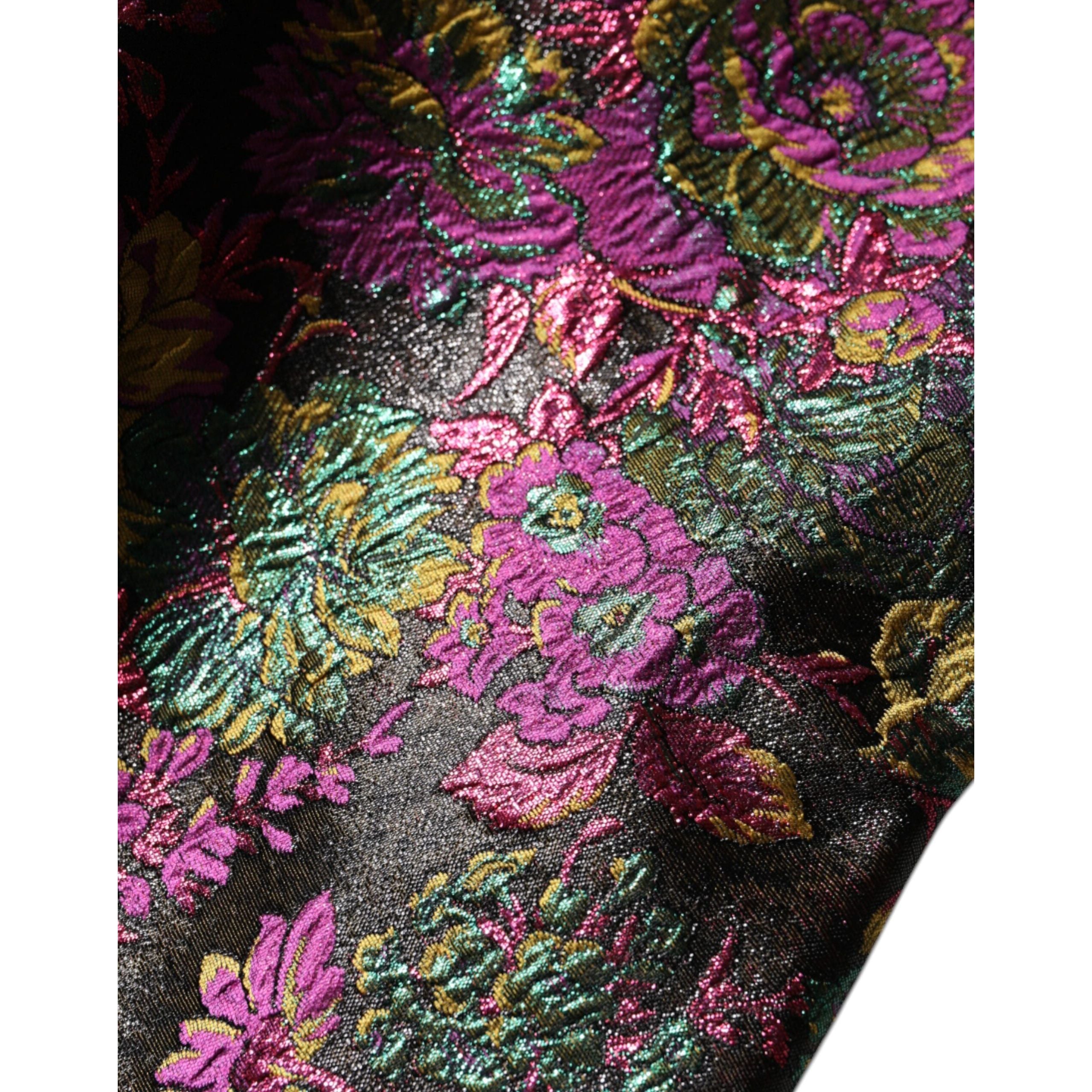 Giacca Cropped Dolce & Gabbana in Jacquard Floreale Multicolore