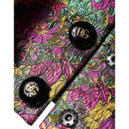 Giacca Cropped Dolce & Gabbana in Jacquard Floreale Multicolore