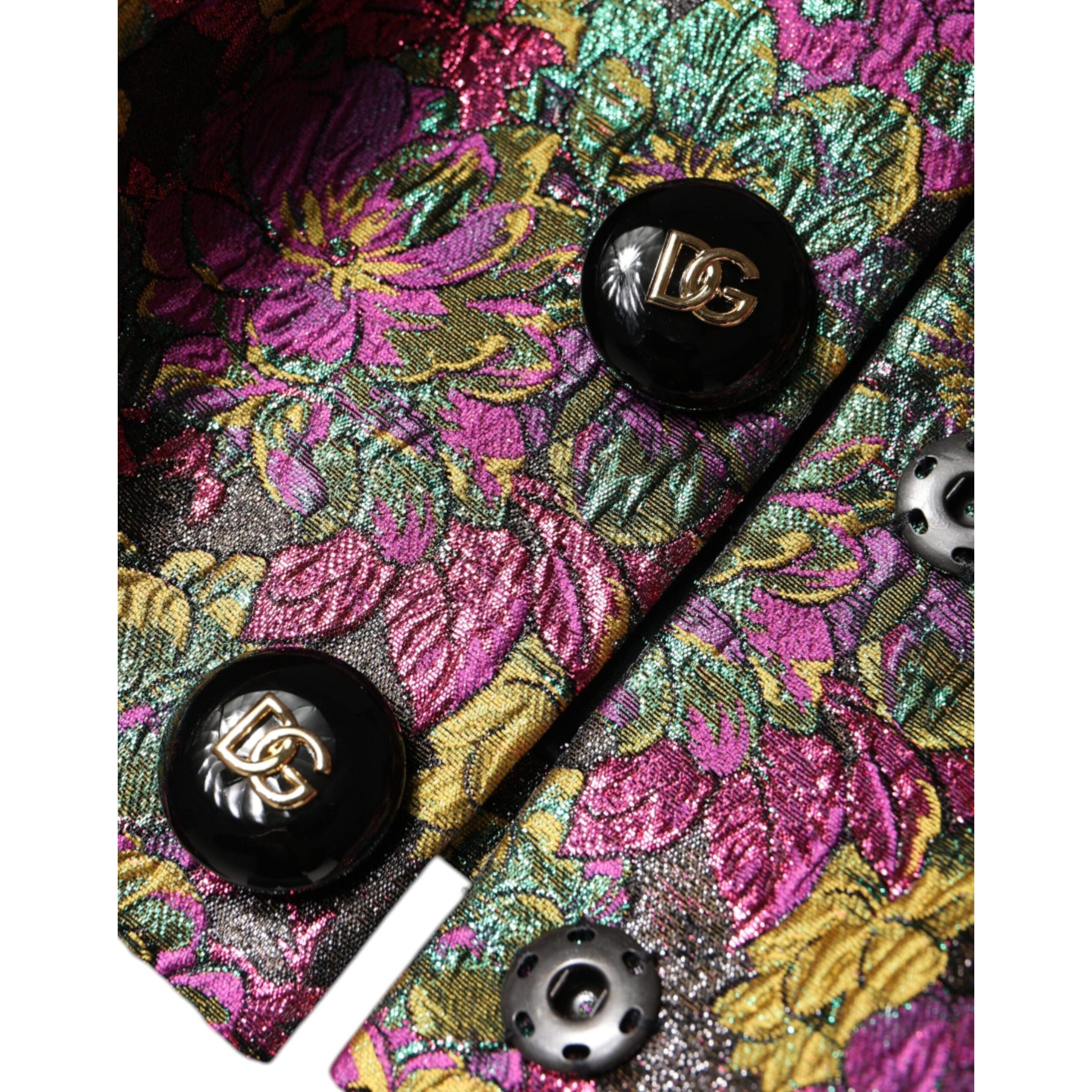 Giacca Cropped Dolce & Gabbana in Jacquard Floreale Multicolore