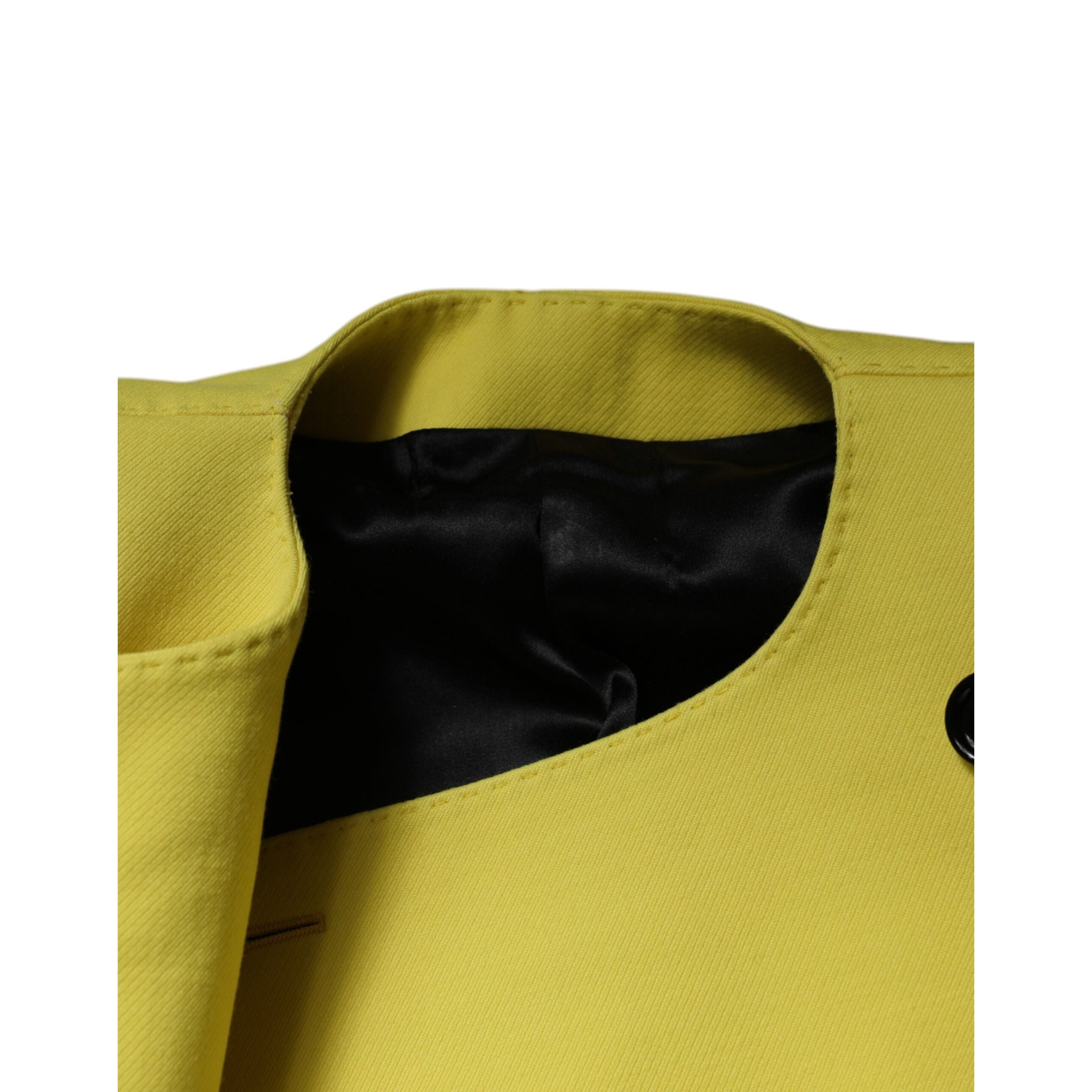 Dolce & Gabbana Lemon Yellow Wool Long Sleeves Cropped Coat Jacket