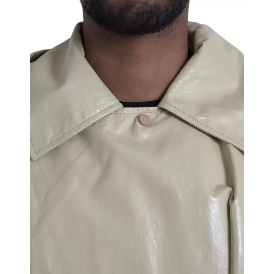Bottega Veneta Beige Leather Trench Coat