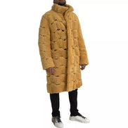 Bottega Veneta Cappotto Lungo Teddy Giallo in Lana