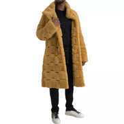 Bottega Veneta Cappotto Lungo Teddy Giallo in Lana