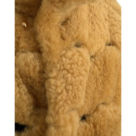 Bottega Veneta Cappotto Lungo Teddy Giallo in Lana