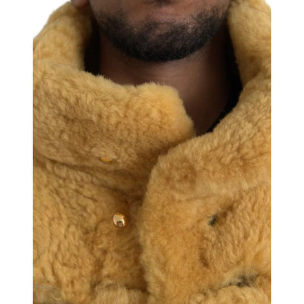 Bottega Veneta Cappotto Lungo Teddy Giallo in Lana