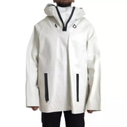 Bottega Veneta Giubbotto Blouson Uomo in Pelle Bianca Impermeabile