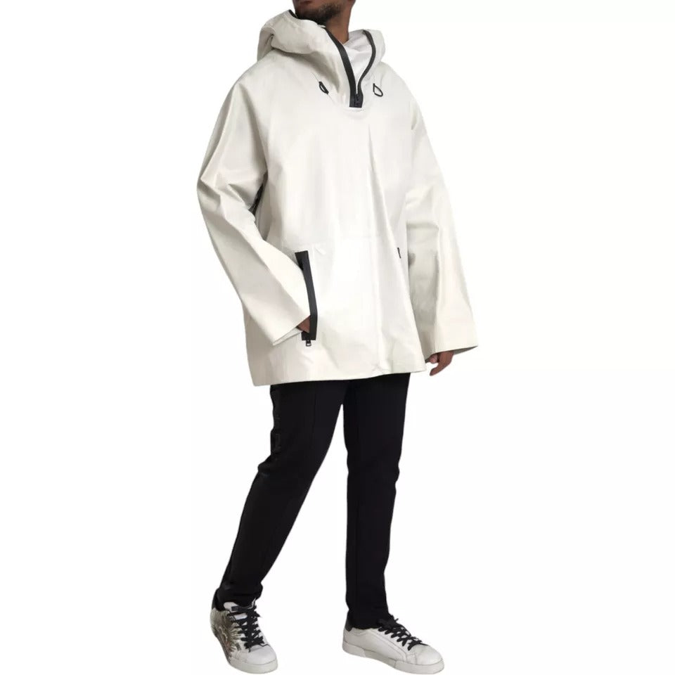 Bottega Veneta Giubbotto Blouson Uomo in Pelle Bianca Impermeabile