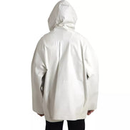 Bottega Veneta Giubbotto Blouson Uomo in Pelle Bianca Impermeabile